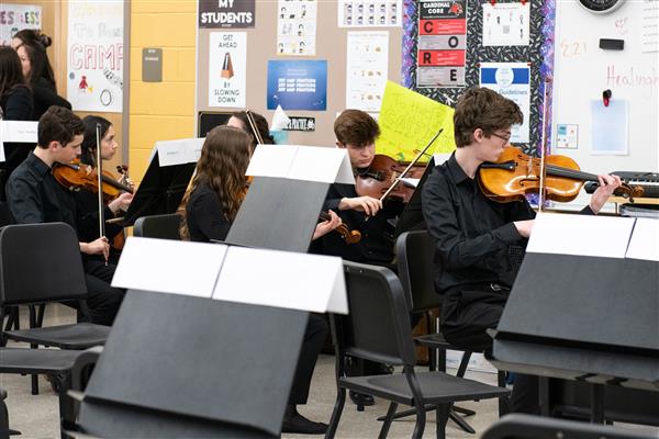 Students performing at the 2023-2024 All County Orchestra Concert